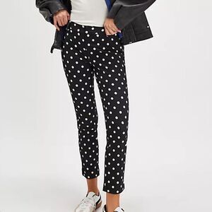 Free People Molly Polka Dot Printed Slim Pants In Black NWOT